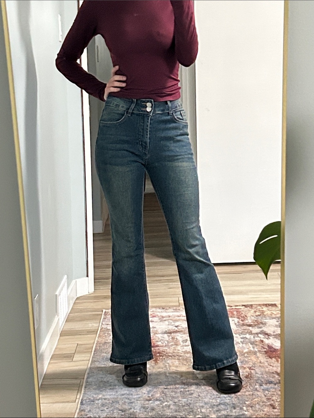 High-Rise Dark Wash Flare Jeans - Women